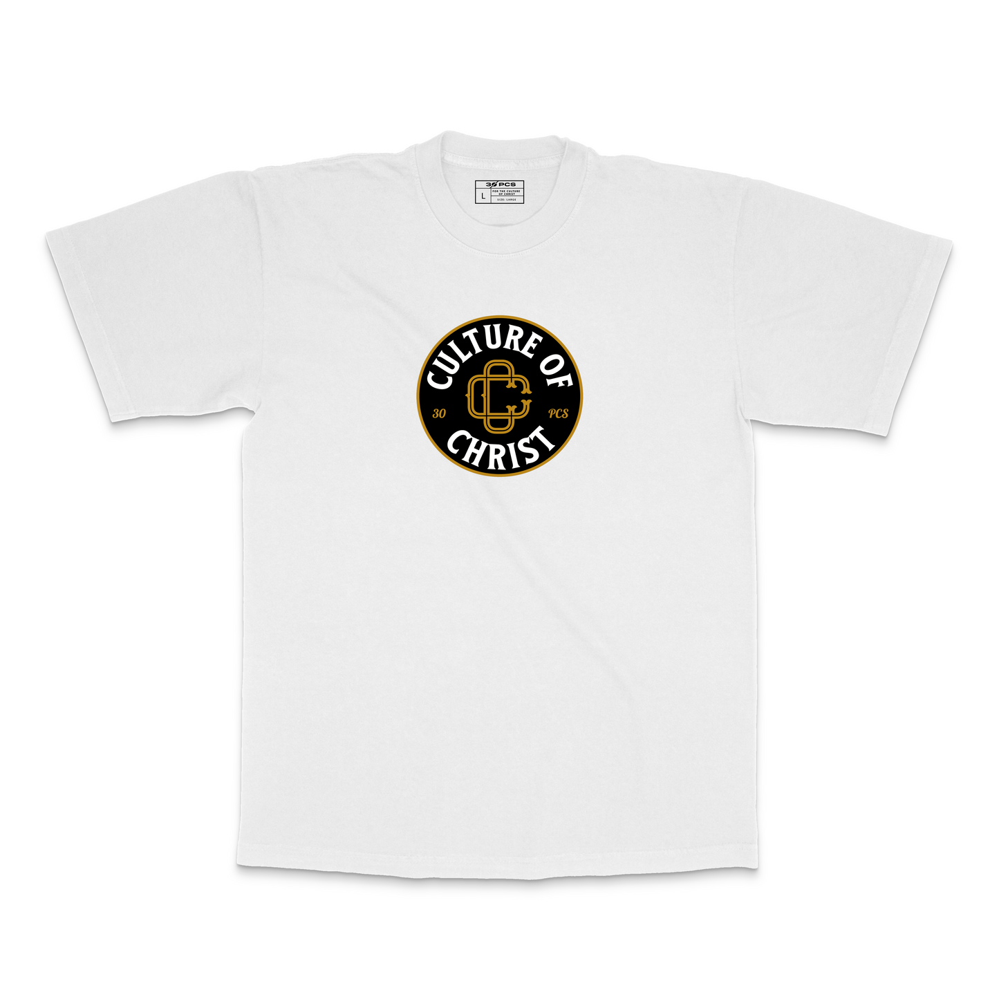 Culture of Christ black  logo on white unisex heavyweight  tee 