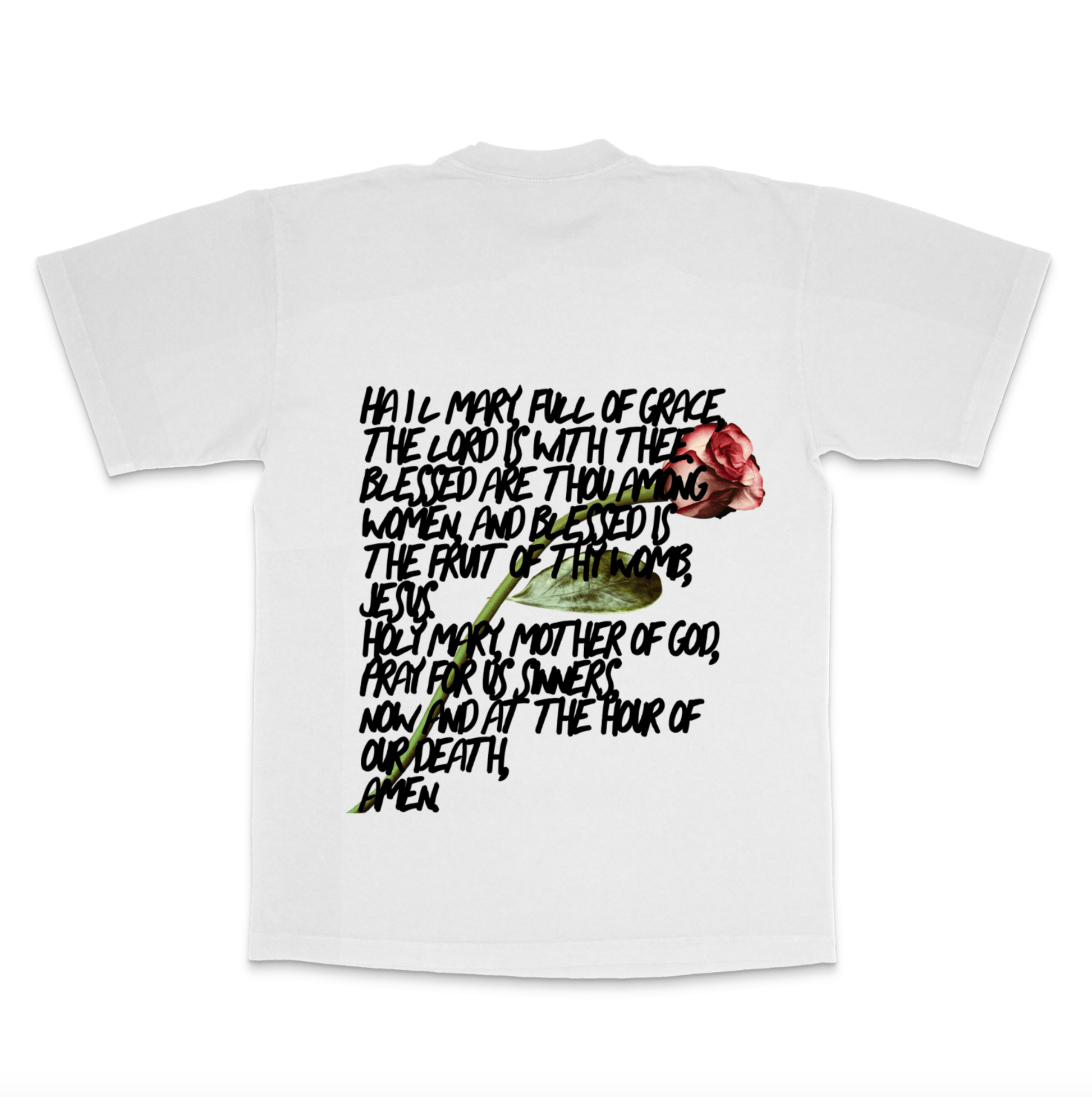 Hail Mary prayer t-shirt back unisex