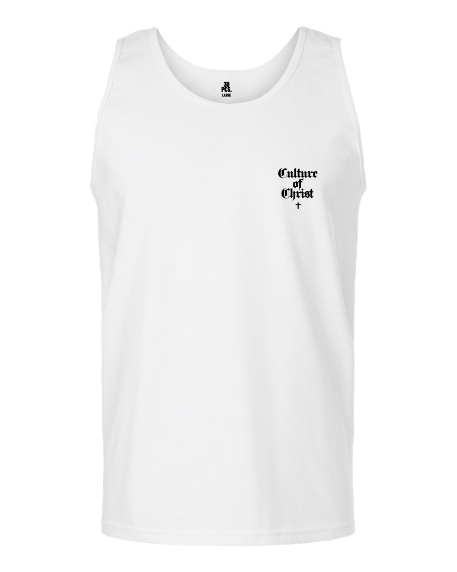 Culture of christ logo on   front white unisex cotton heavyweight  tank 